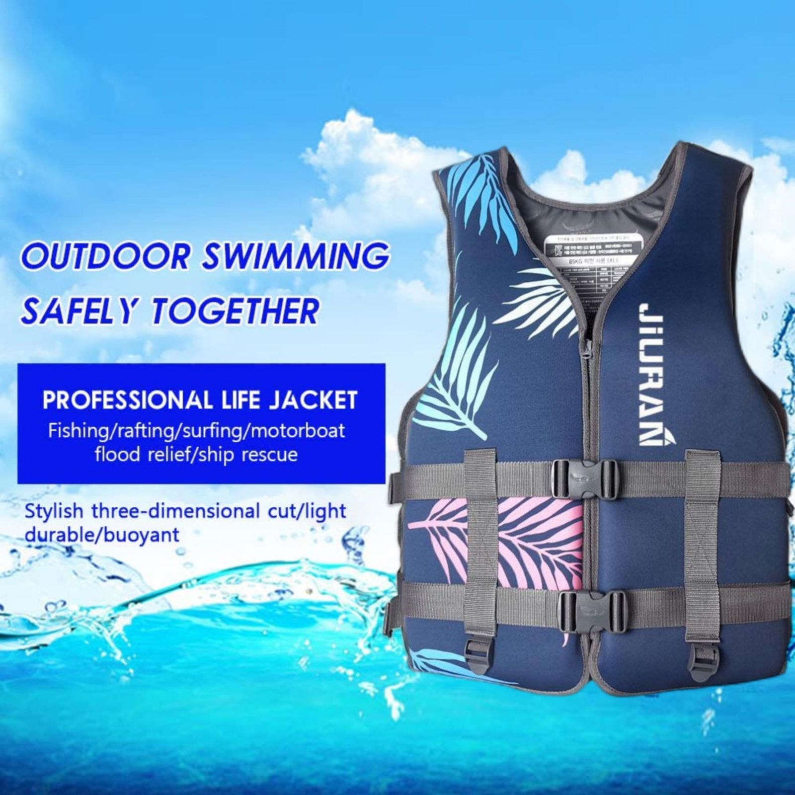 Life Jacket for Unisex Adjustable Safety Breathable Life Vest for Men Women(Blue-XL) - SILBERSHELL