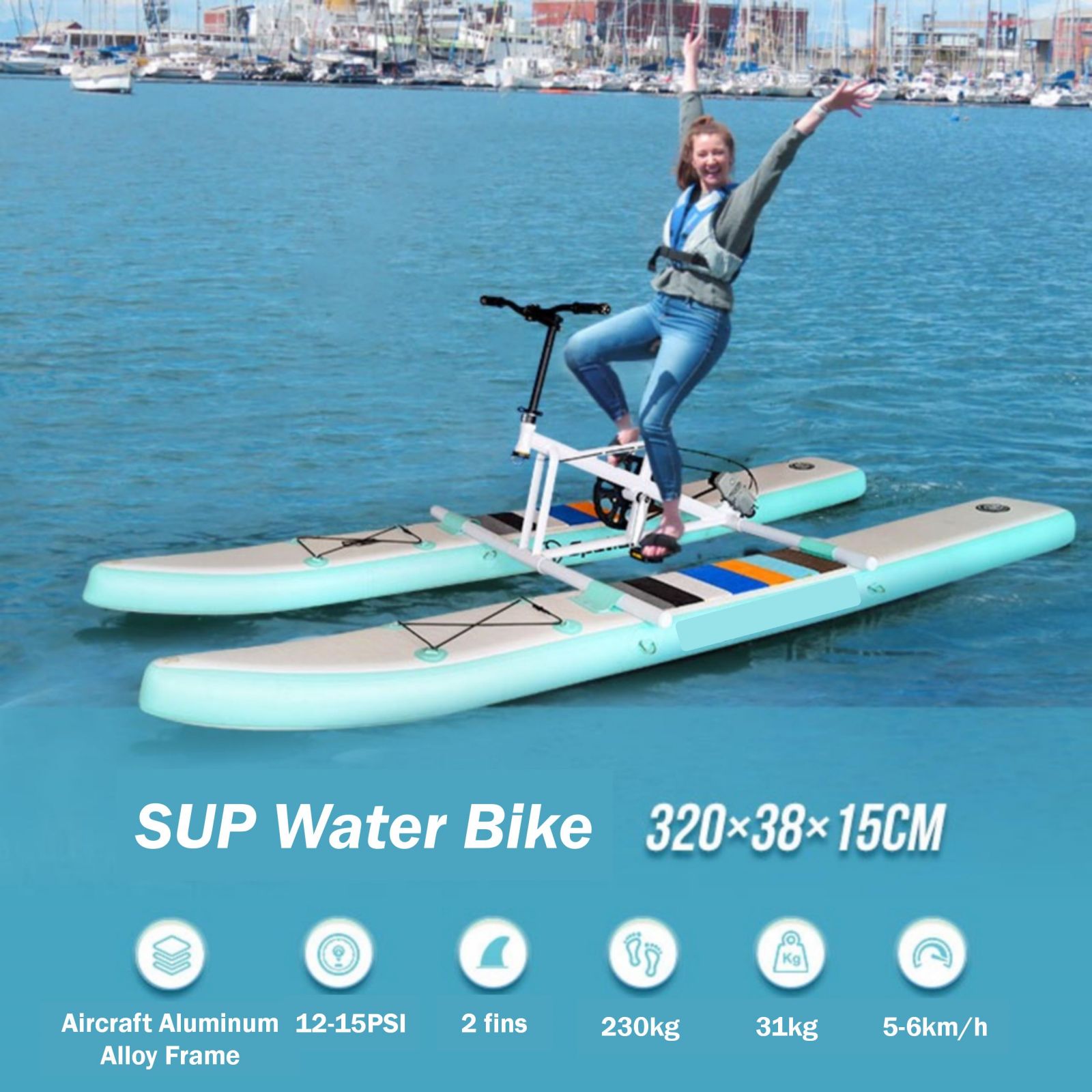 SUP Water Bike Water Bikes with Paddle Board Portable Waterbike - SILBERSHELL