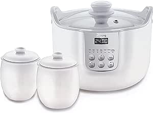 Joyoung White Porclain Slow Cooker 1.8L with 3 Ceramic Inner Containers - SILBERSHELL