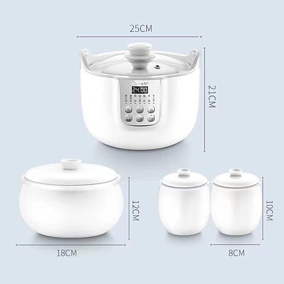Joyoung White Porclain Slow Cooker 1.8L with 3 Ceramic Inner Containers - SILBERSHELL