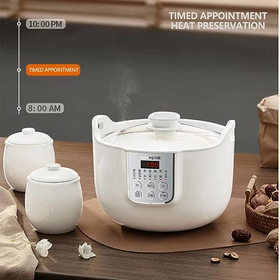 Joyoung White Porclain Slow Cooker 1.8L with 3 Ceramic Inner Containers - SILBERSHELL