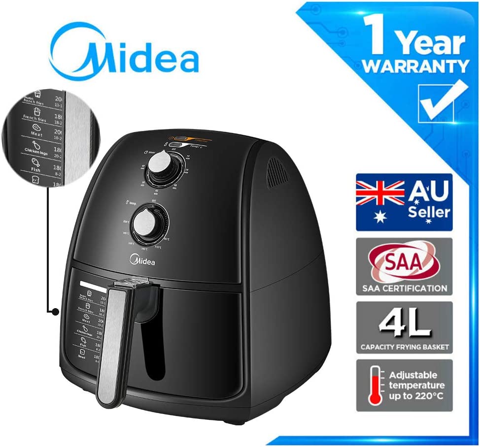 Midea 4L 1500W Multi-functional Air Fryer - Black - SILBERSHELL