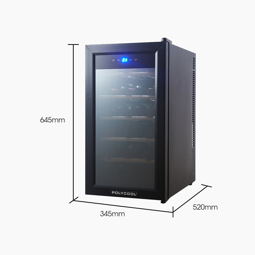 POLYCOOL 47L 18 Bottle Wine Bar Fridge Countertop Cooler Compressor Mirrored Glass Door, Black - SILBERSHELL