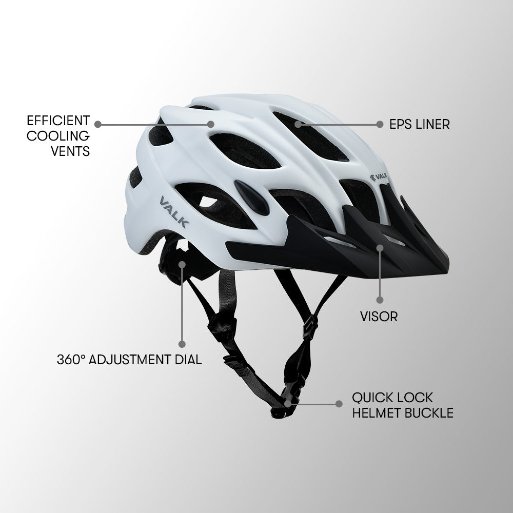 VALK Mountain Bike Helmet Large 58-61cm Bicycle MTB Cycling Safety Accessories - SILBERSHELL