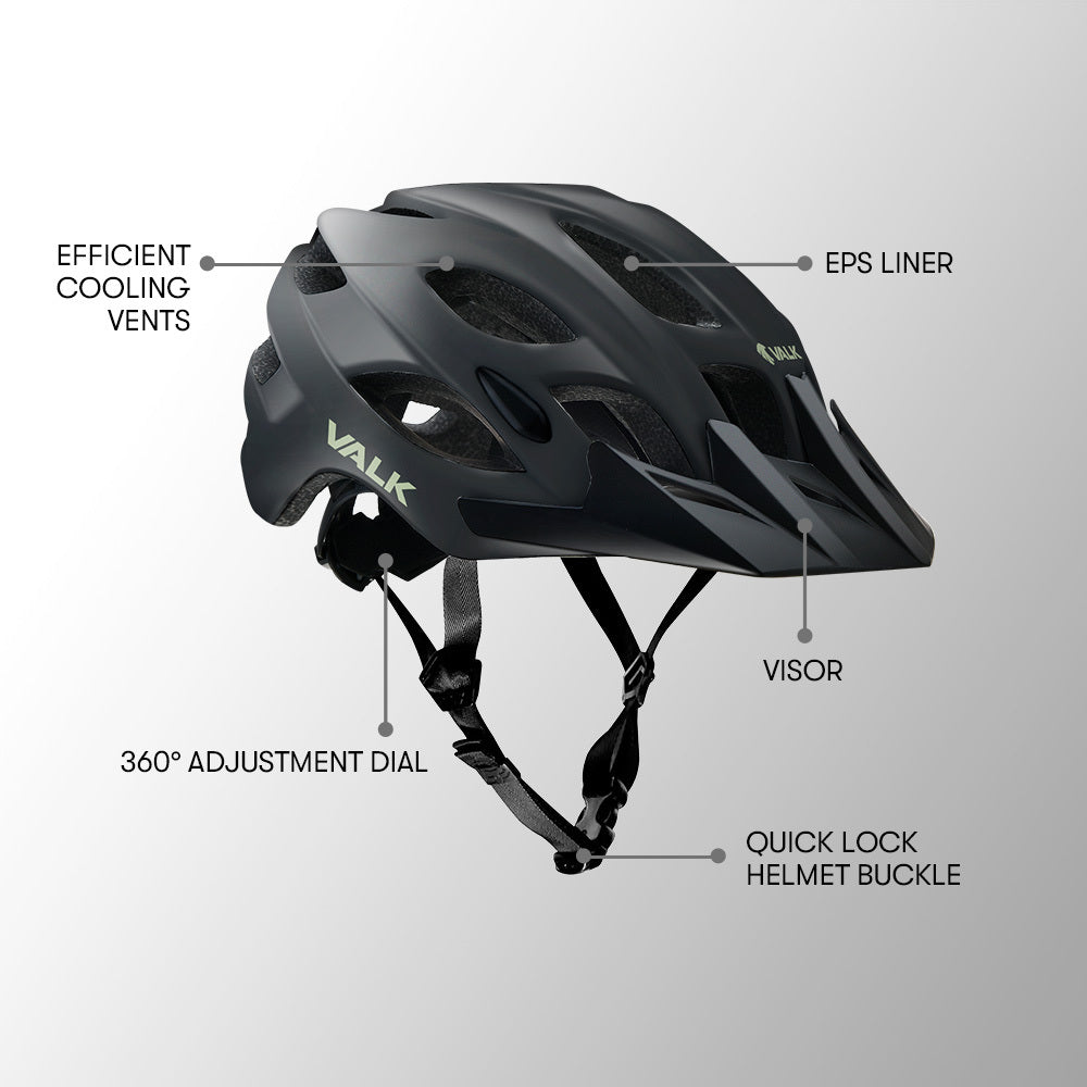 VALK Mountain Bike Helmet Small 54-56cm MTB Bicycle Cycling Safety Accessories - SILBERSHELL