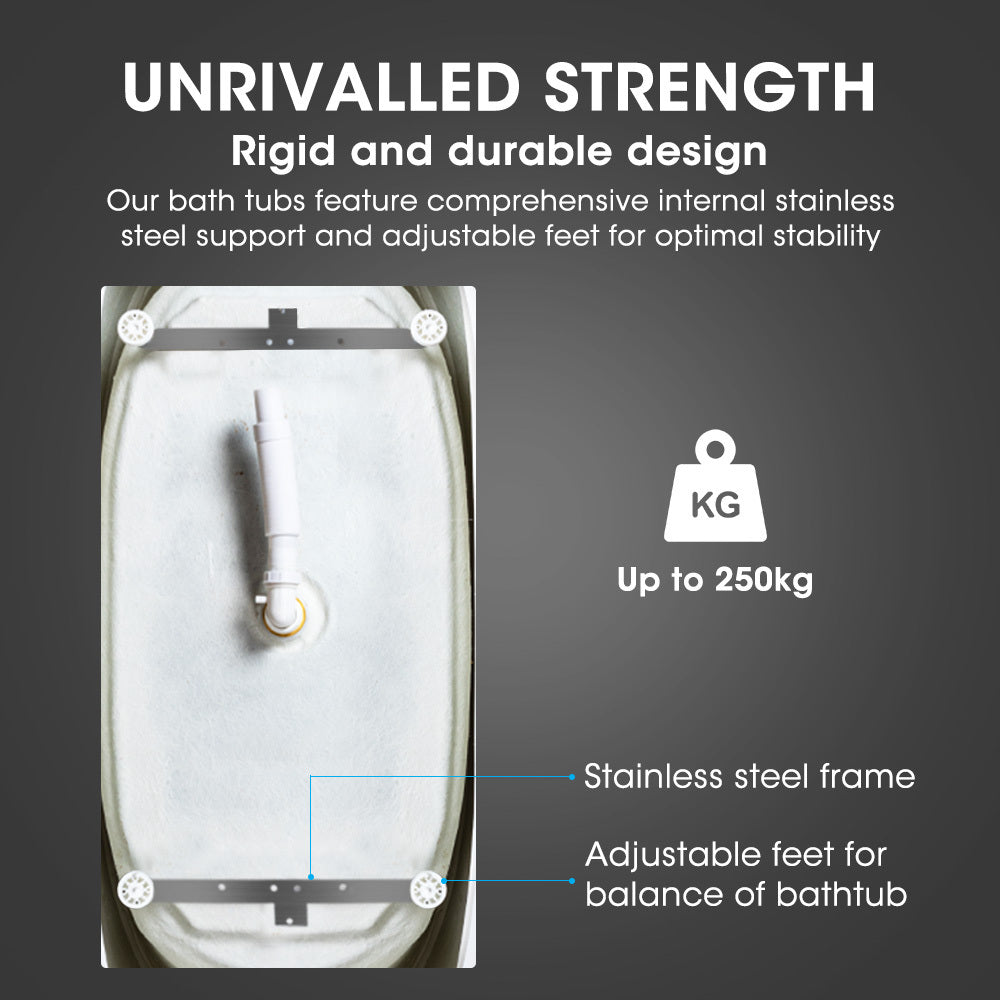 MARBELLA Bathtub Acrylic Freestanding Bath Tub Gloss White 1750x800x633mm - SILBERSHELL