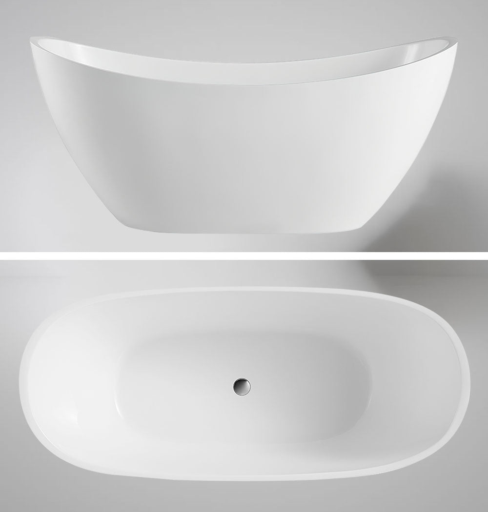 MARBELLA Freestanding Bath Tub Bathtub 1680x760x730 Round Standing Acrylic Gloss - SILBERSHELL