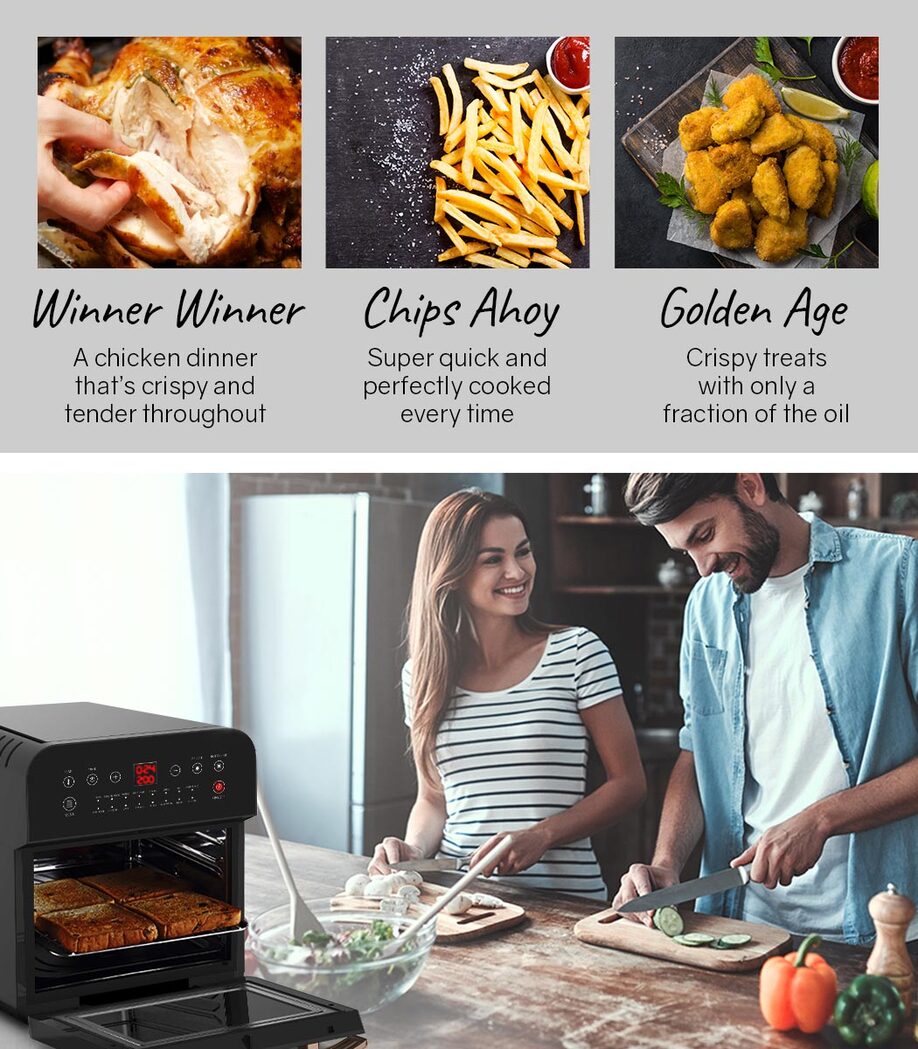 EUROCHEF 16L Air Fryer Electric Digital Airfryer Rotisserie Dry Large Big Cooker - SILBERSHELL