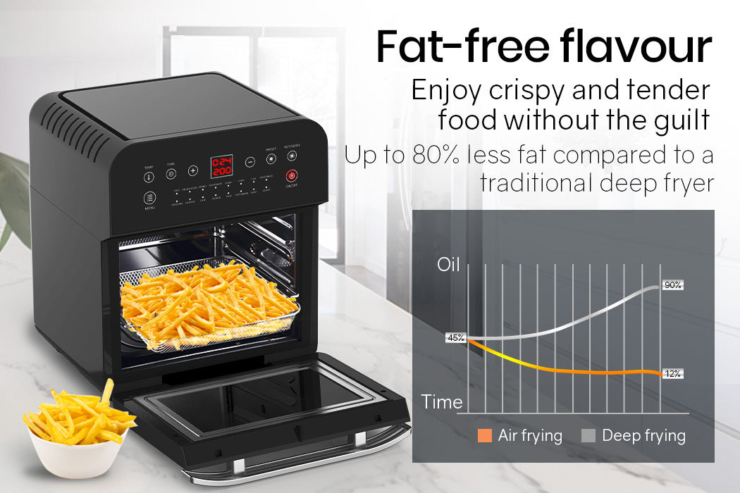 EUROCHEF 16L Air Fryer Electric Digital Airfryer Rotisserie Dry Large Big Cooker - SILBERSHELL