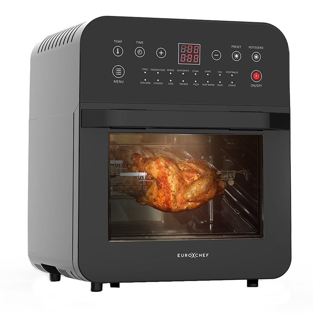 EUROCHEF 16L Air Fryer Electric Digital Airfryer Rotisserie Large Big Dry Black - SILBERSHELL