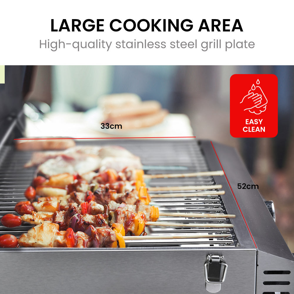 EUROGRILLE 2-Burner Stainless Steel Portable Gas BBQ Grill - SILBERSHELL