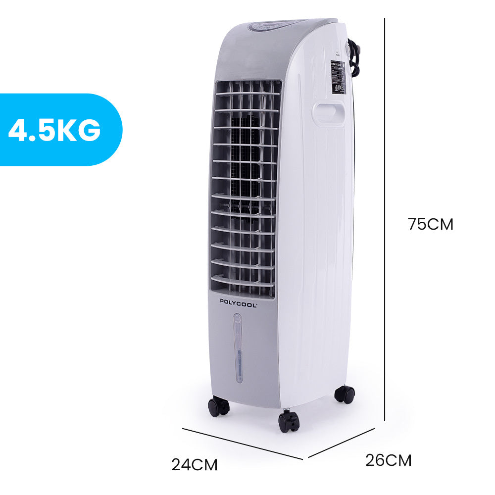 POLYCOOL 6L Portable Evaporative Air Cooler 24 Hour Timer 4 in 1 Cooling Fan - SILBERSHELL