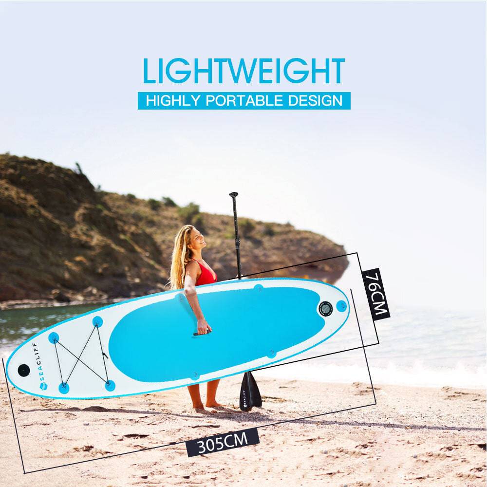 SEACLIFF 10ft Stand Up Paddle Board SUP Paddleboard Inflatable Standing 305cm - SILBERSHELL