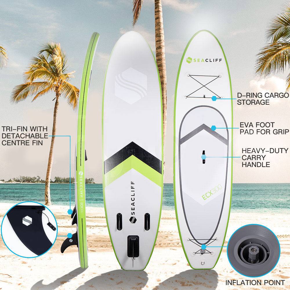 SEACLIFF 10ft Stand Up Paddleboard Paddle Board SUP Inflatable Blow Standing 10' - SILBERSHELL