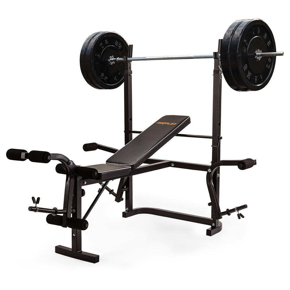 PROFLEX 7in1 Weight Bench Press Multi-Station Home Gym Leg Curl Equipment Set - SILBERSHELL