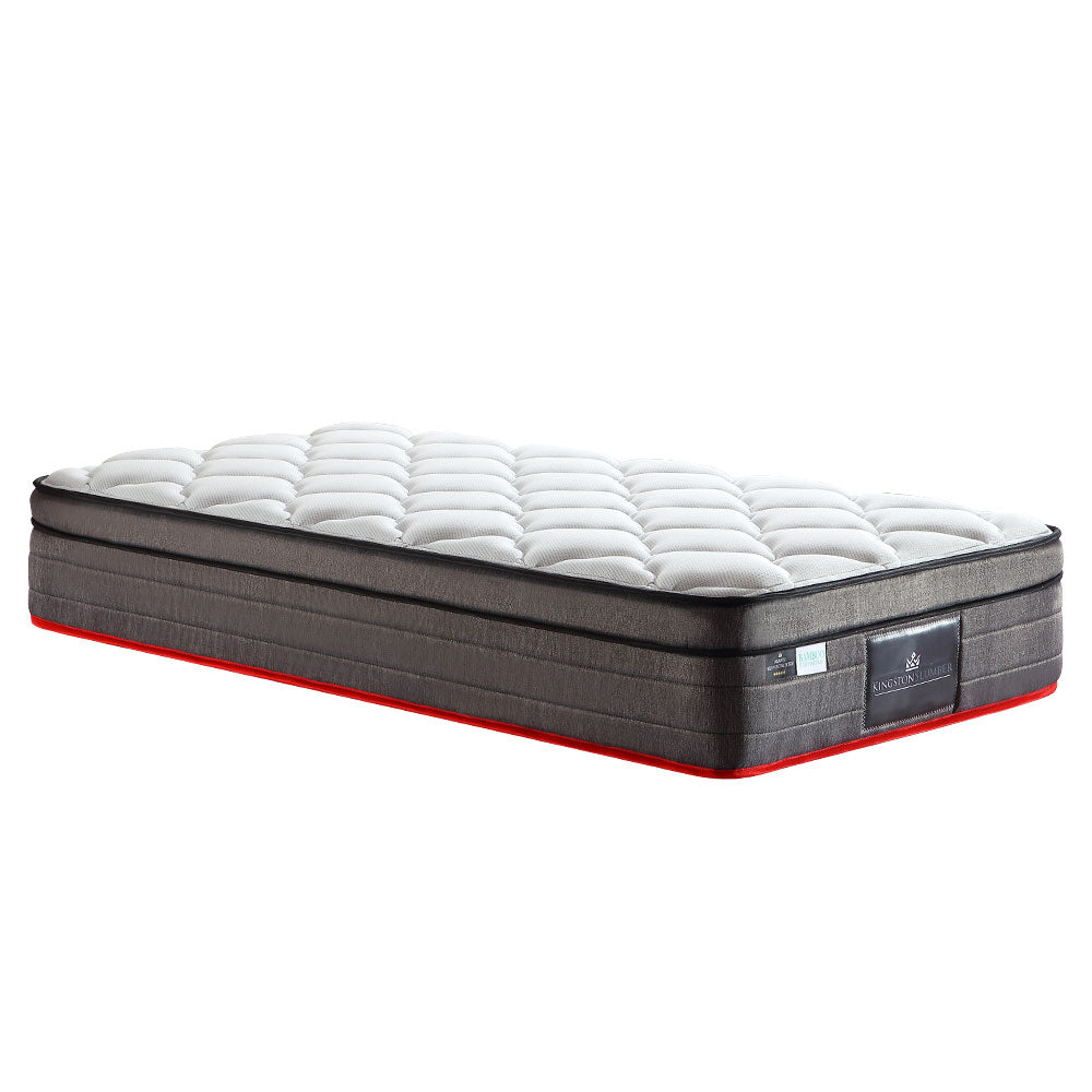 Kingston Slumber Mattress SINGLE Size Bed Euro Top Pocket Spring Bedding Firm Foam 34CM - SILBERSHELL