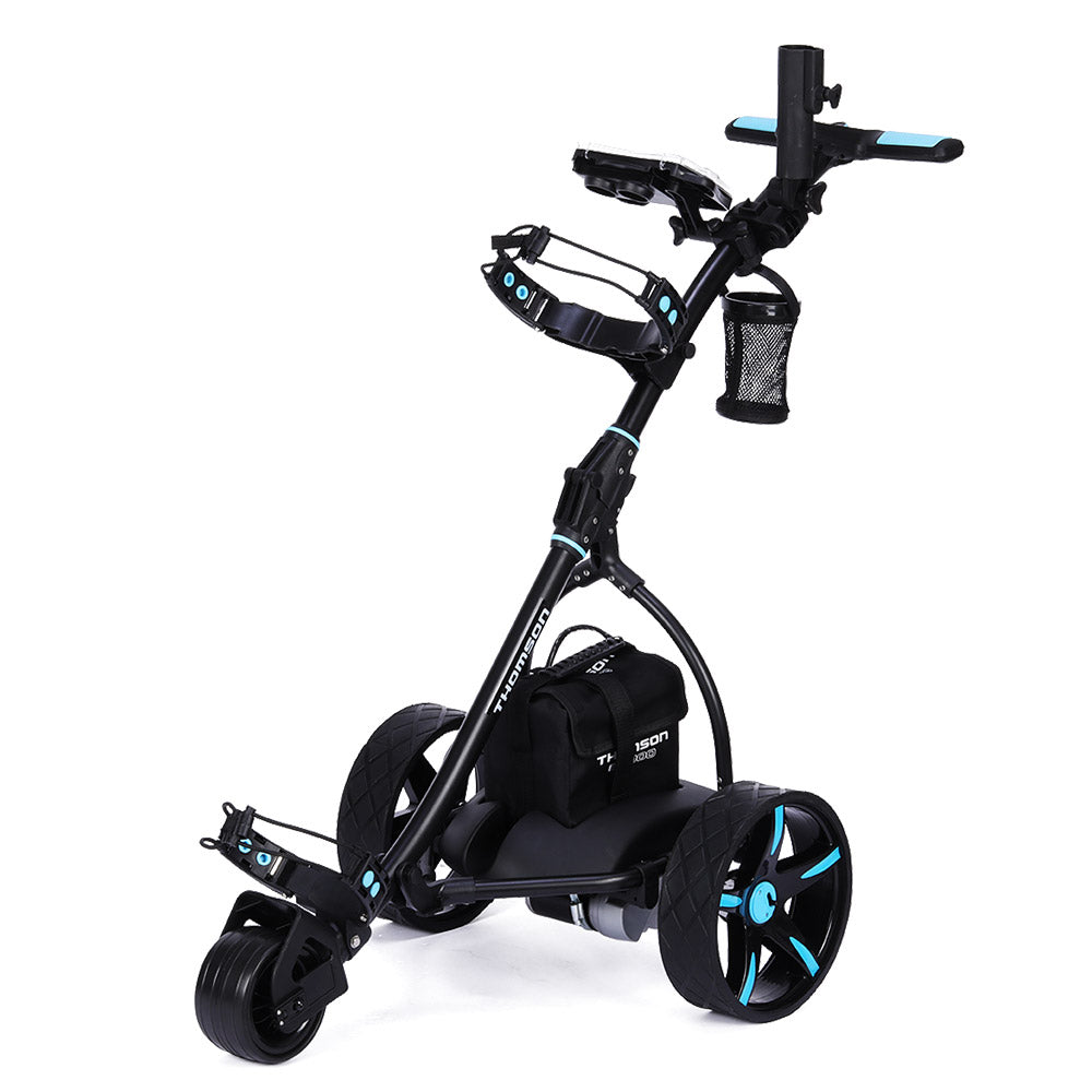 THOMSON Golf Buggy Electric Trolley Automatic Motorised Foldable Cart LED Black - SILBERSHELL