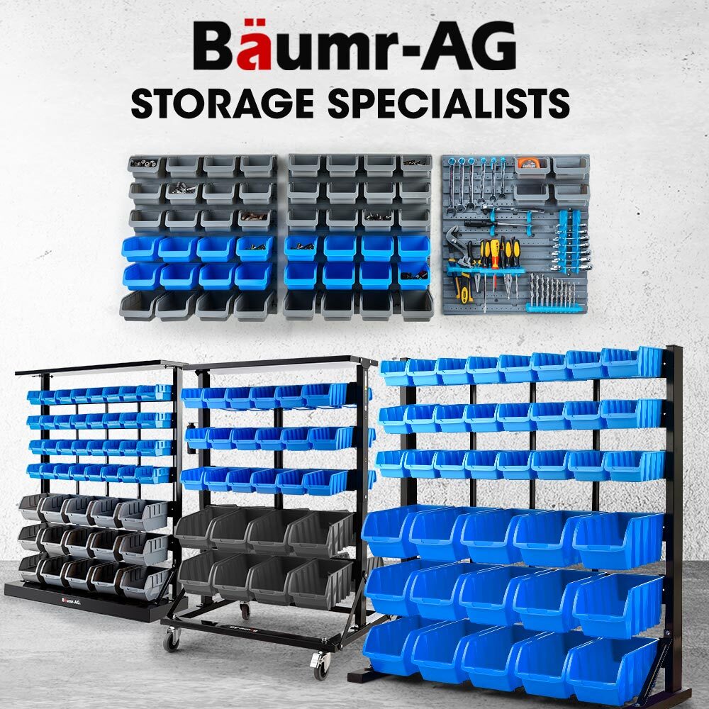 BAUMR-AG 69pc Wall Mounted Parts Bin Rack with Tool Holders - Red - SILBERSHELL