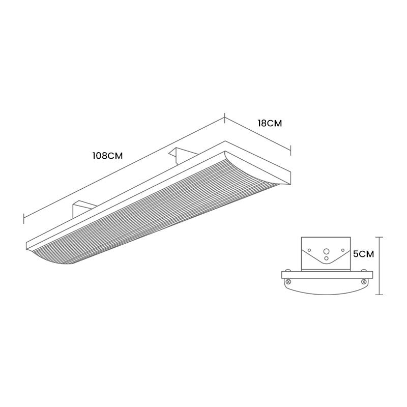 BIO 2400W Outdoor Strip Heater Electric Radiant Panel Bar Mounted Wall Ceiling - SILBERSHELL