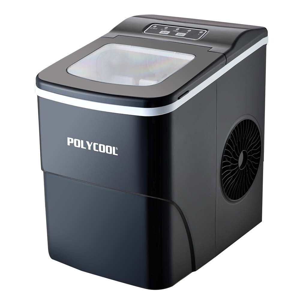 POLYCOOL 2L Electric Ice Cube Maker Portable Automatic Machine w/ Scoop, Silver - SILBERSHELL