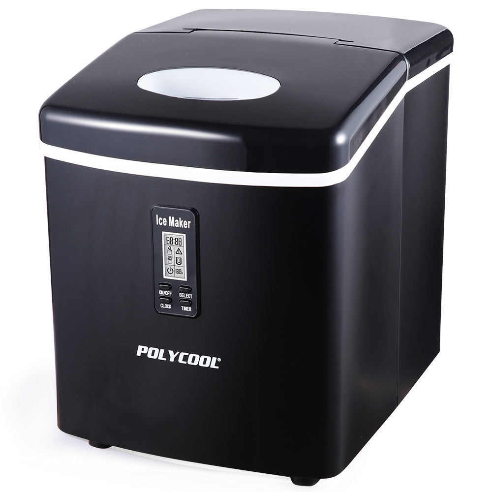 POLYCOOL 3.2L Portable Ice Cube Maker Machine Automatic with LCD Control Panel, Black - SILBERSHELL