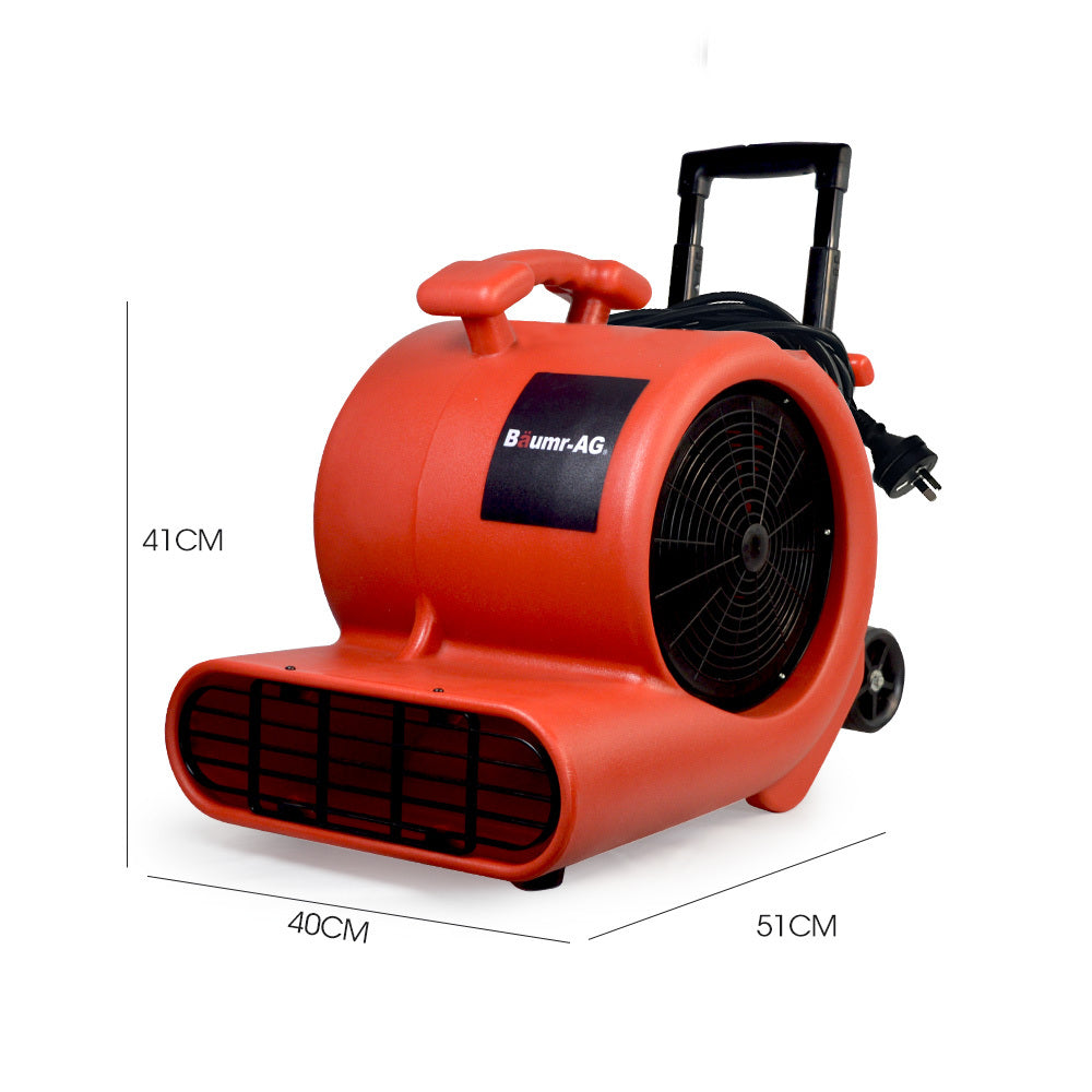 Baumr-AG 3-Speed Carpet Dryer Air Mover Blower Fan, 1400CFM, Sealed Copper Motor, Poly Housing, Telesscopic Handle and Wheels - SILBERSHELL