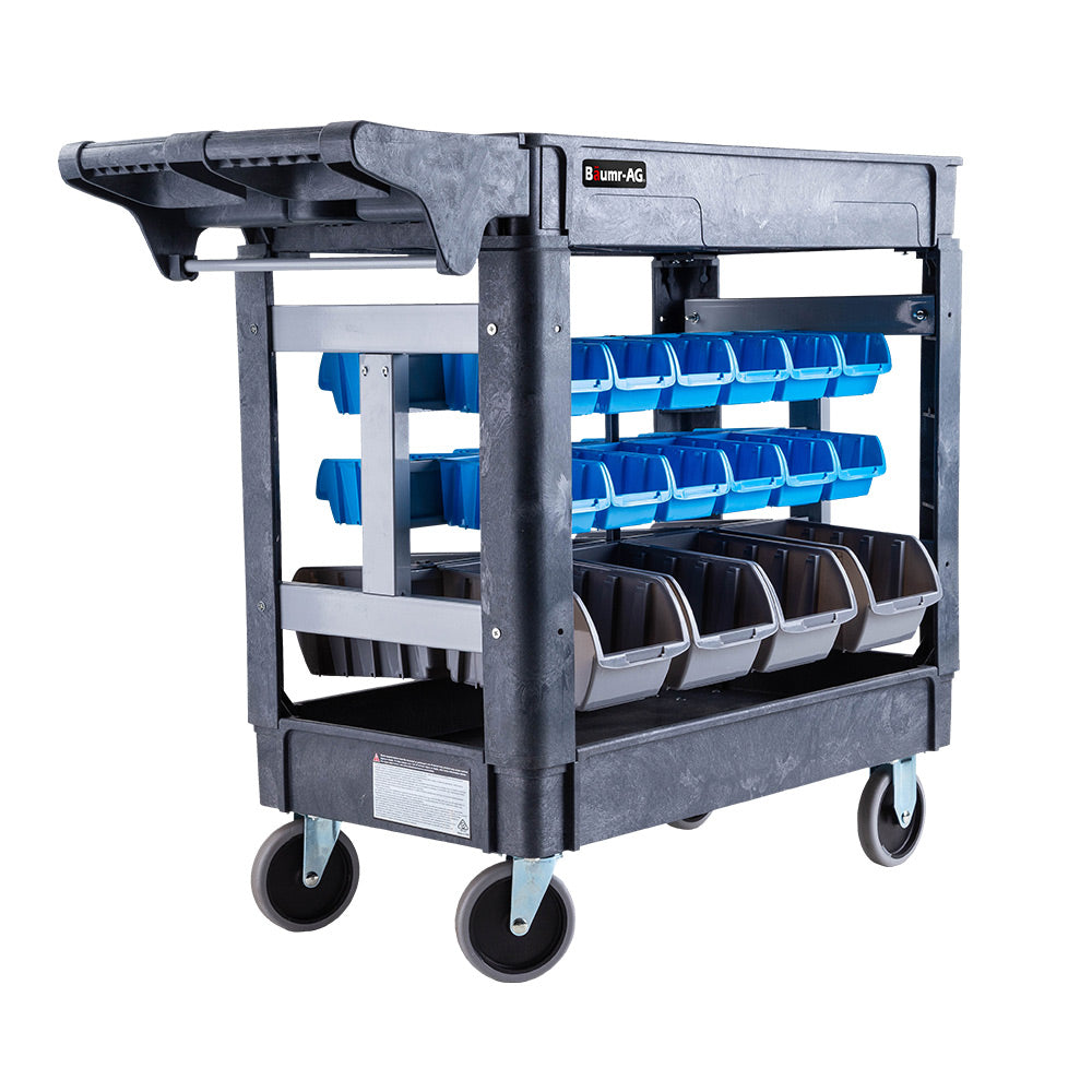 Baumr-AG Parts Bin Trolley Service Utility Cart Storage Mobile Tool Workshop - SILBERSHELL