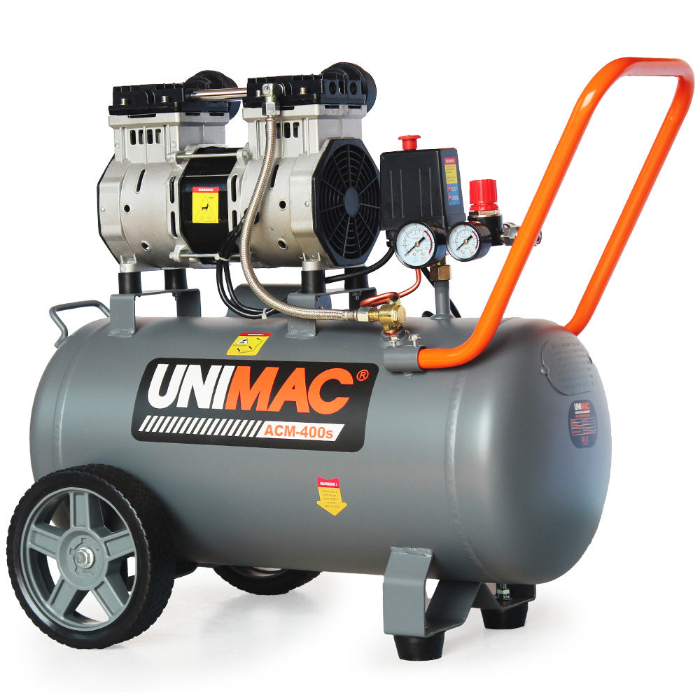 UNIMAC 40L 2.0HP Silent Oil-Free Electric Air Compressor, Portable, Twin Nitto Outlets - SILBERSHELL