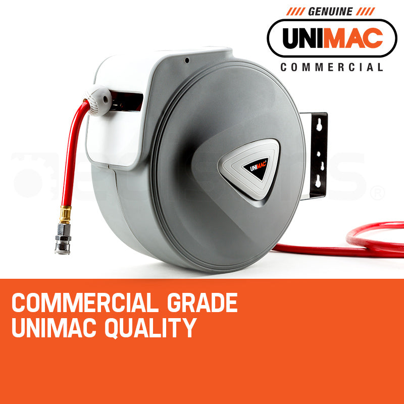 UNIMAC 20m Retractable Air Hose Reel Compressor Wall Mounted Auto Rewind - SILBERSHELL