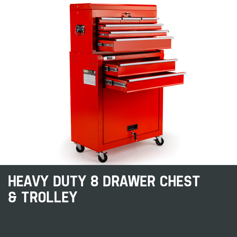 BULLET 8 Drawer Tool Box Cabinet Chest Storage Toolbox Garage Organiser Set - SILBERSHELL