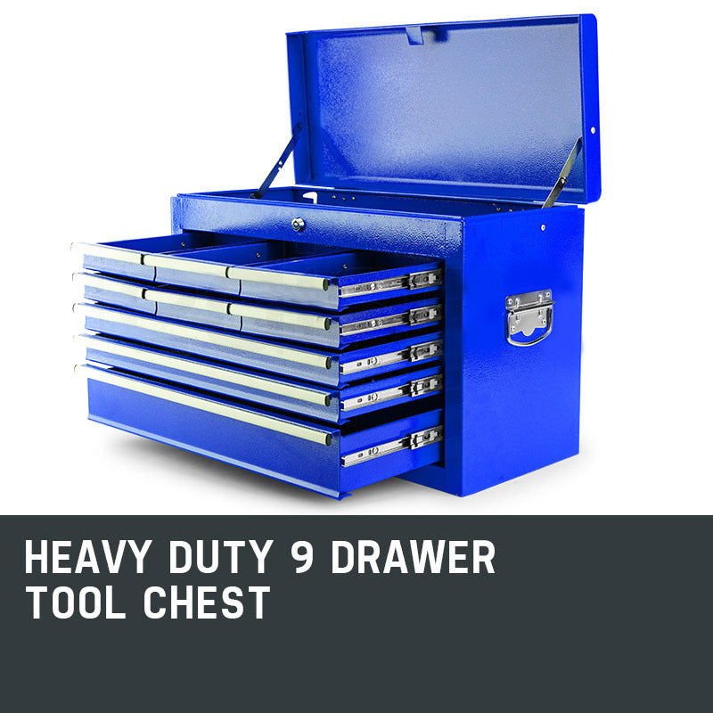 BULLET 9 Drawer Tool Box Chest Mechanic Organiser Garage Storage Toolbox Set - SILBERSHELL