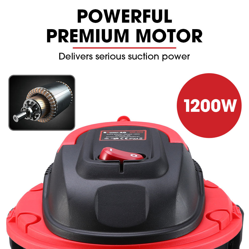 Baumr-AG 20L 1200W Wet and Dry Vacuum Cleaner, with Blower, for Car, Workshop, Carpet - SILBERSHELL