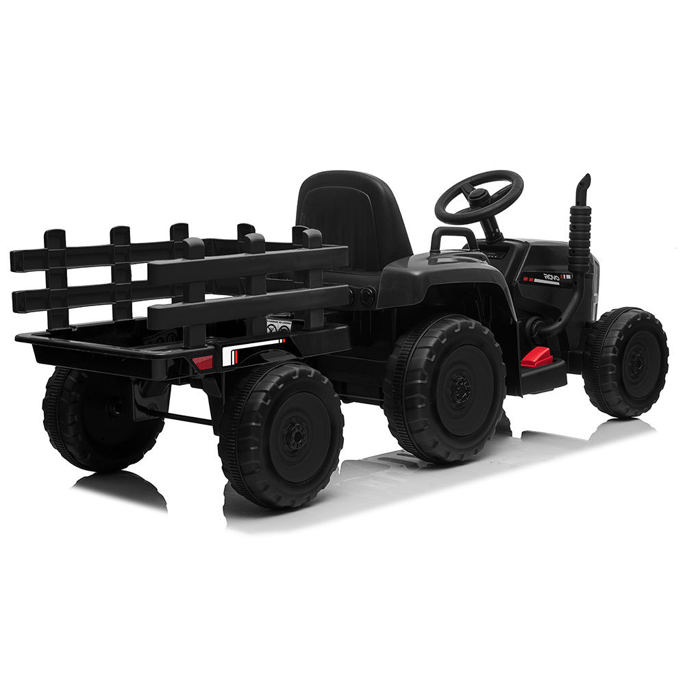 ROVO KIDS Electric Battery Operated Ride On Tractor Toy, Remote Control, Black - SILBERSHELL