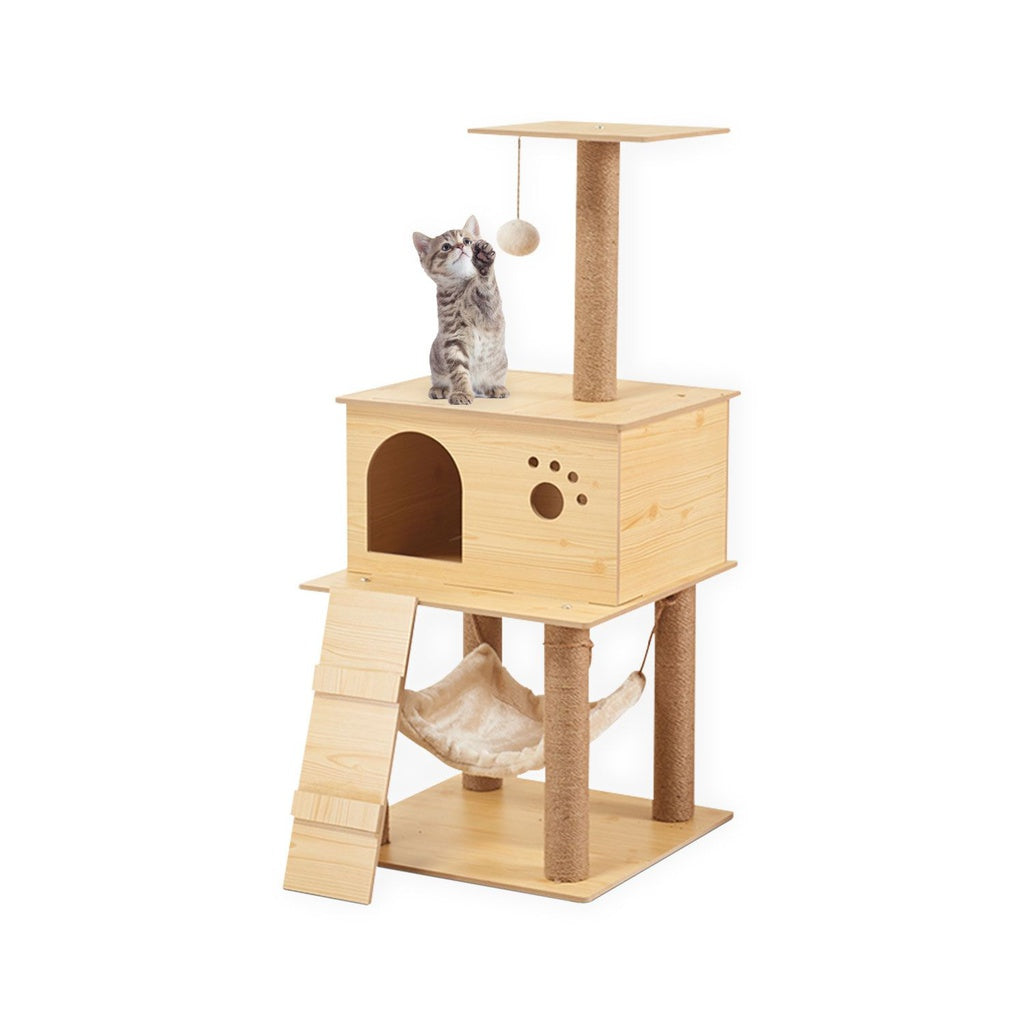 FLOOFI 130cm Wooden Cat Tree FI-CT-155-BJ - SILBERSHELL