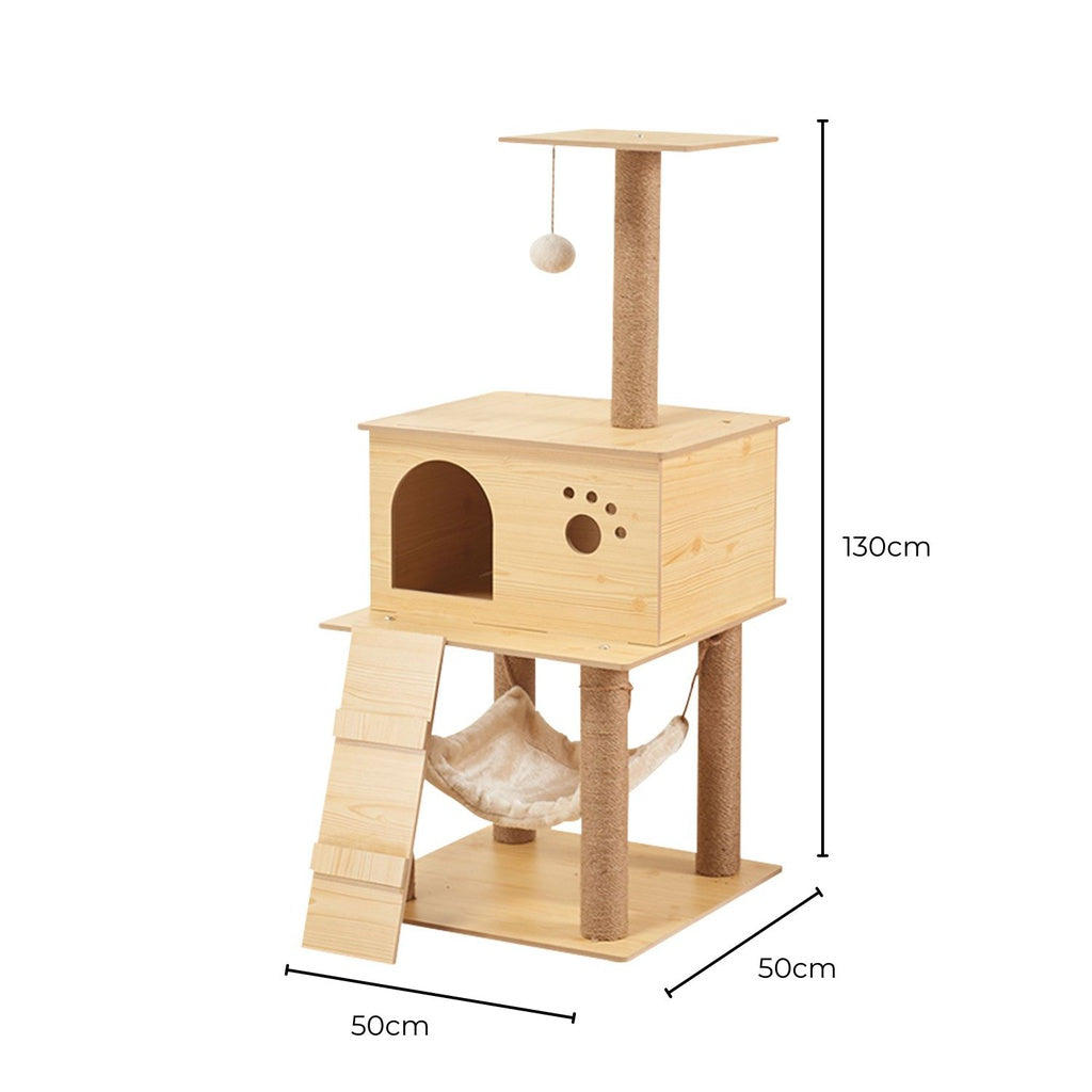 FLOOFI 130cm Wooden Cat Tree FI-CT-155-BJ - SILBERSHELL