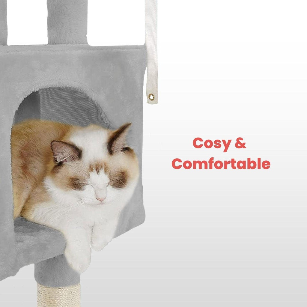 Floofi 170cm Plush Cat Condo Cat Tree Grey FI-CT-161-ZZ - SILBERSHELL