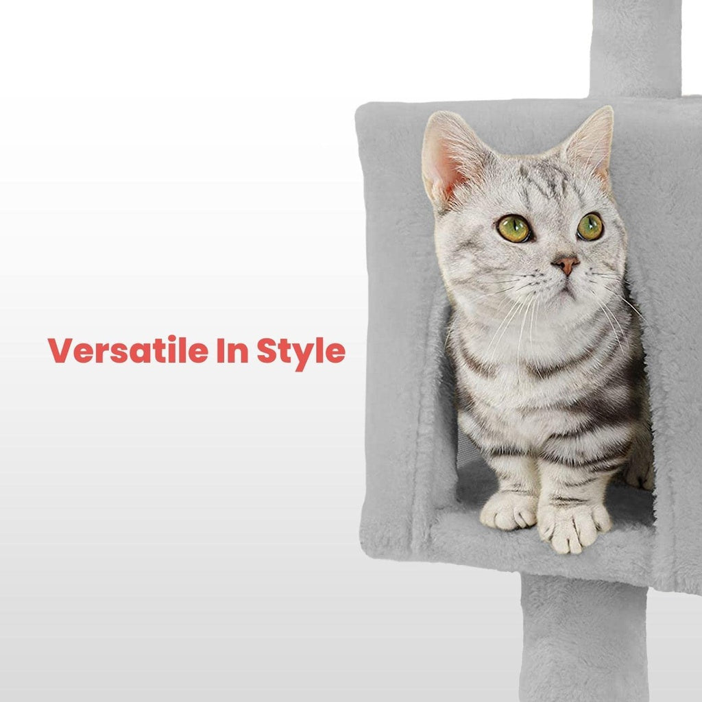 Floofi 170cm Plush Cat Condo Cat Tree Grey FI-CT-161-ZZ - SILBERSHELL