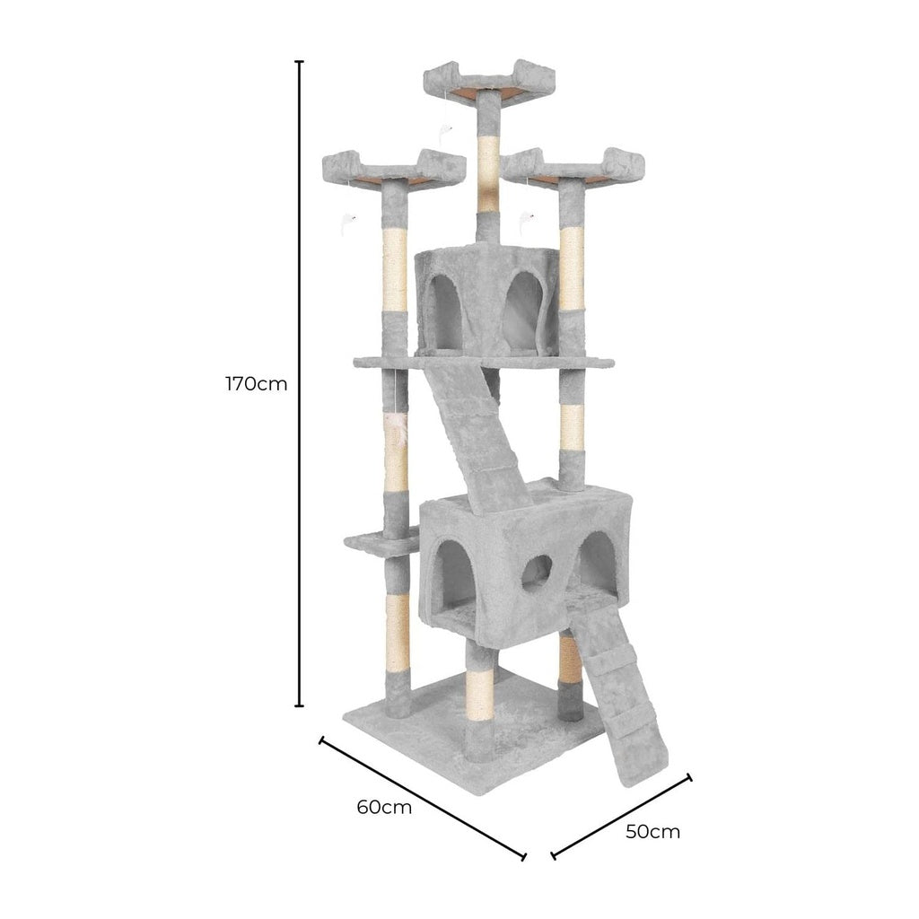 Floofi 170cm Plush Cat Condo Cat Tree Grey FI-CT-161-ZZ - SILBERSHELL