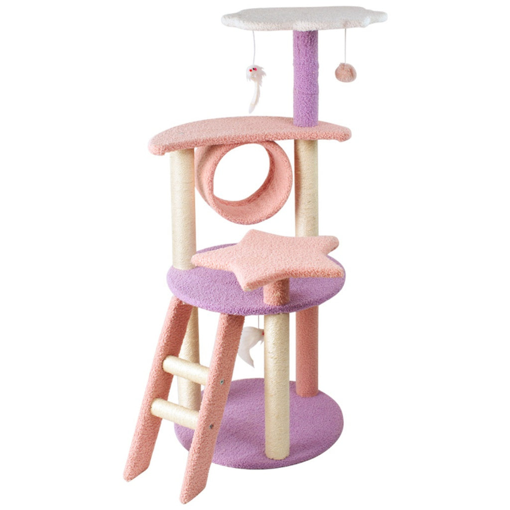 Floofi 101cm Galaxy Plush Cat Condo Cat Tree Pink Purple - SILBERSHELL