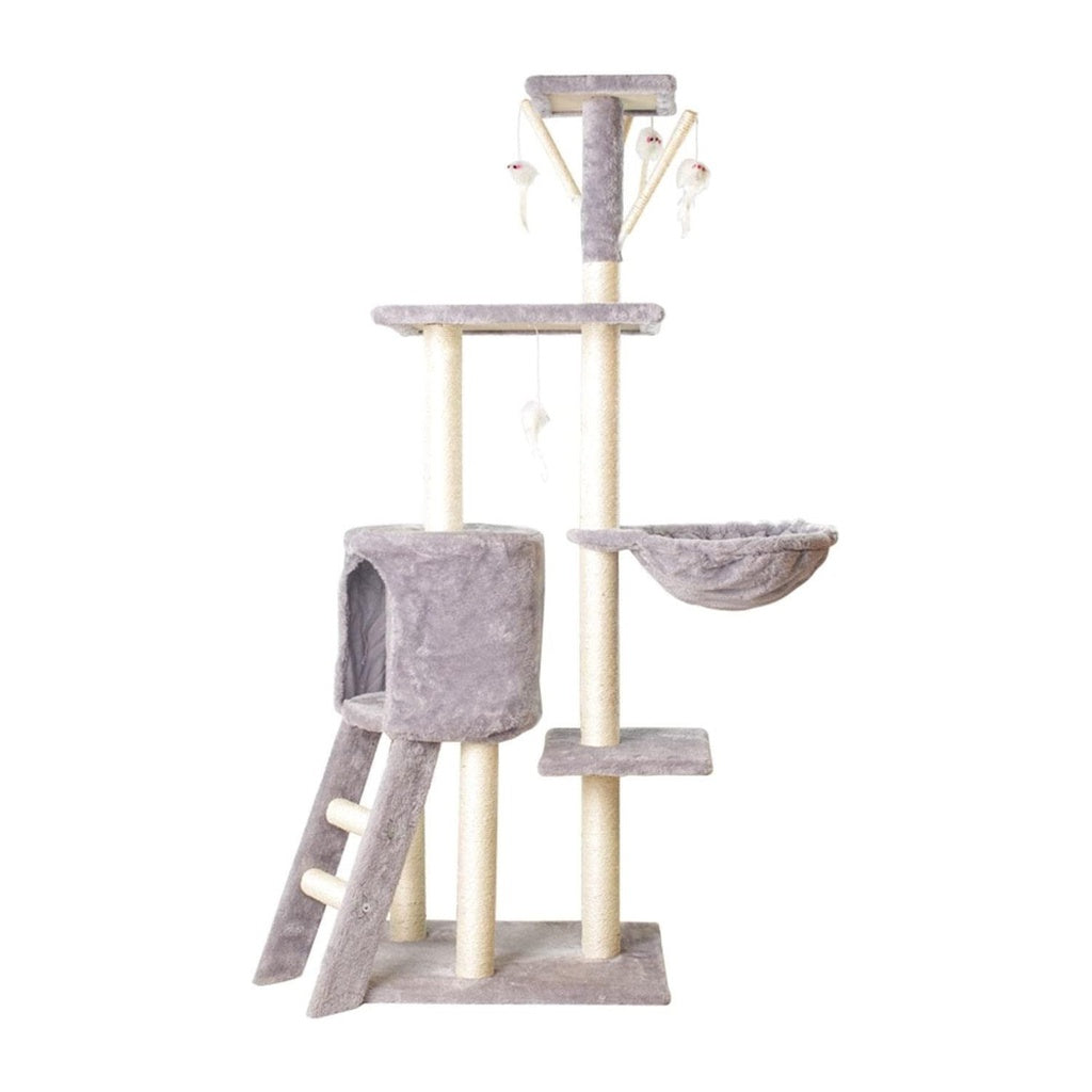 Floofi 138cm 5 Layer Plush Cat Condo Cat Tree Light Grey FI-CT-160-MM - SILBERSHELL