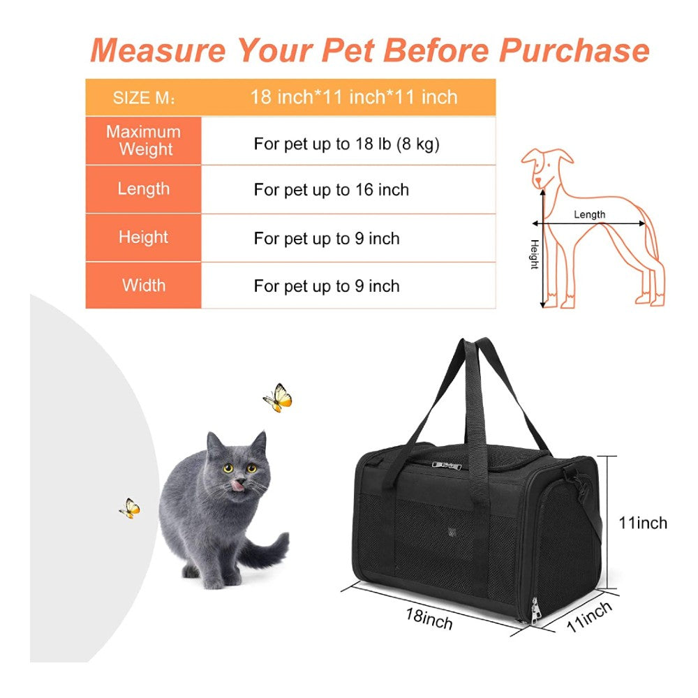 Floofi Portable Pet Carrier-M Size (Black) FI-PC-133-FCQ - SILBERSHELL