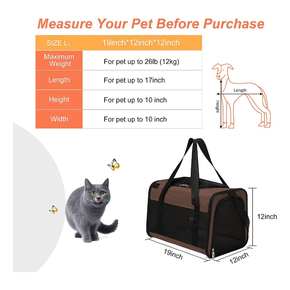 Floofi Portable Pet Carrier-L Size (Brown) FI-PC-139-FCQ - SILBERSHELL