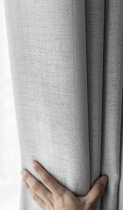 GOMINIMO Natural Linen Blended Curtains (Set of 2, W132cm x D274cm, Light Grey) GO-CNB-109-MM - SILBERSHELL