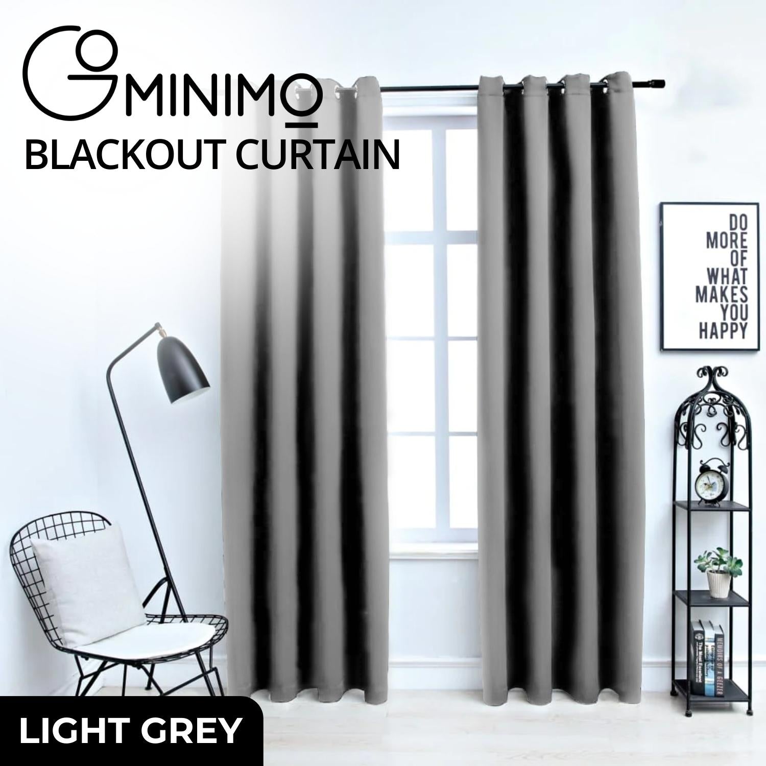 GOMINIMO Blackout Window Curtains for Thermal Insulated Room (Set of 2, W132cm x D243cm, Light Grey) GO-CNB-111-MM - SILBERSHELL