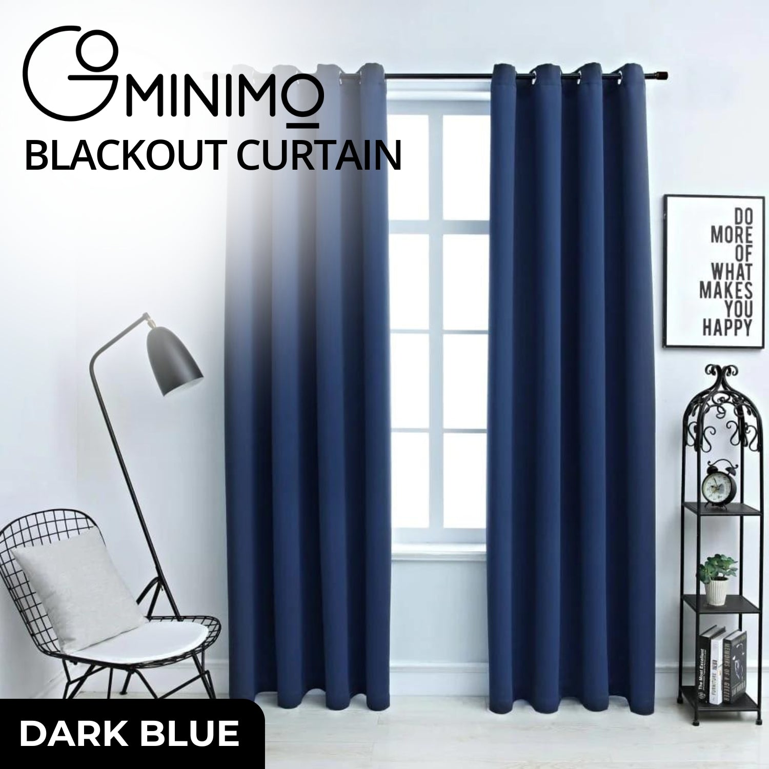 GOMINIMO Blackout Window Curtains for Thermal Insulated Room (Set of 2, W132cm x D213cm, Dark Blue) GO-CNB-105-MM - SILBERSHELL