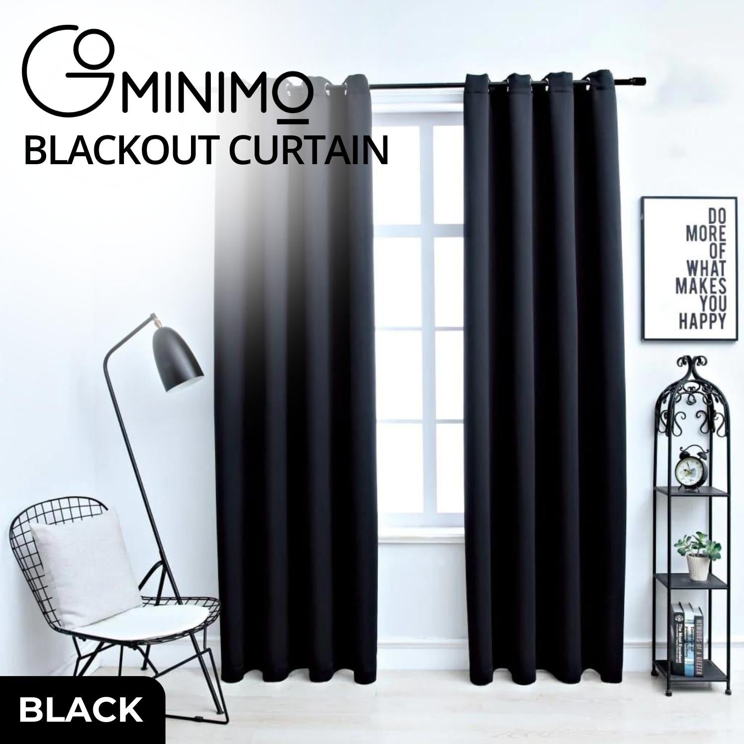 GOMINIMO Blackout Window Curtains for Thermal Insulated Room (Set of 2, W132cm x D160cm, Black) GO-CNB-103-MM - SILBERSHELL