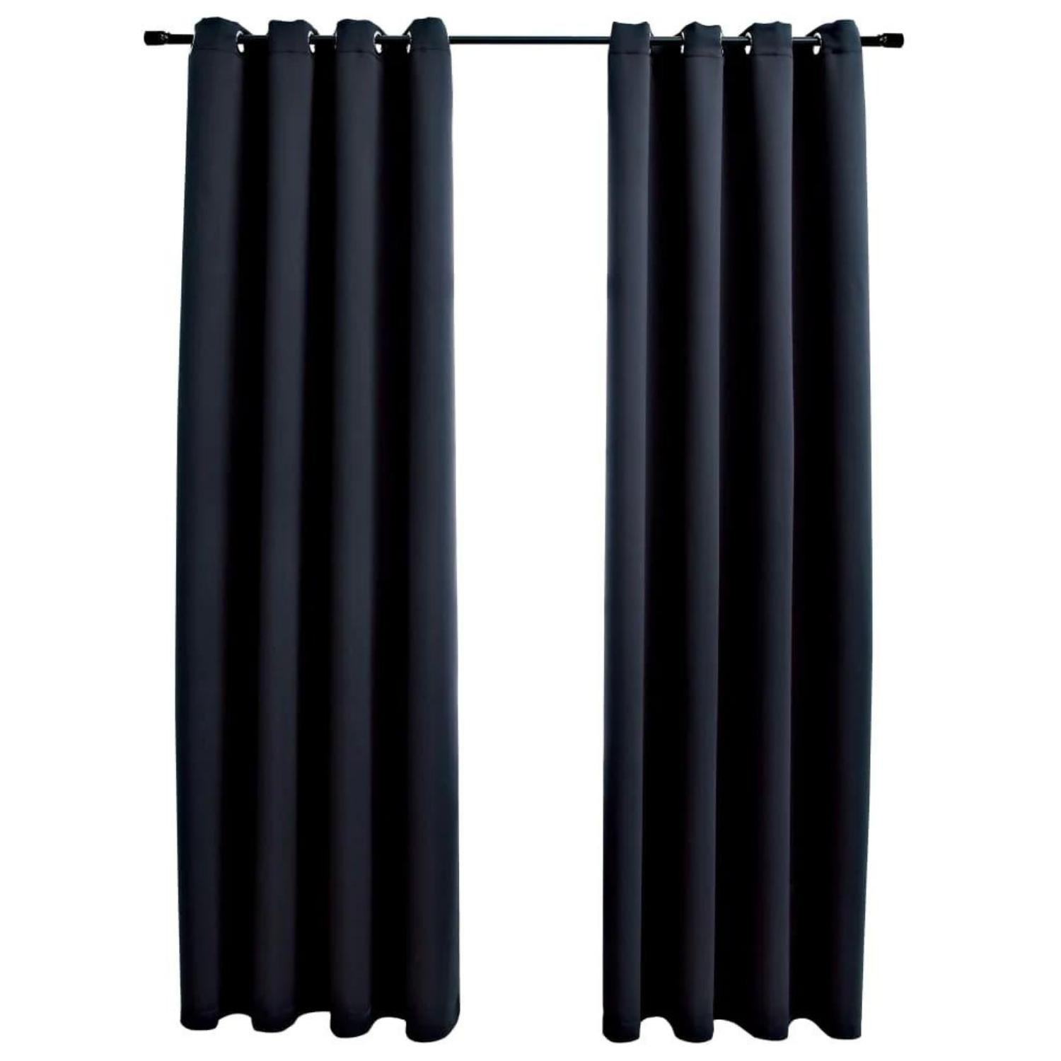 GOMINIMO Blackout Window Curtains for Thermal Insulated Room (Set of 2, W132cm x D160cm, Black) GO-CNB-103-MM - SILBERSHELL