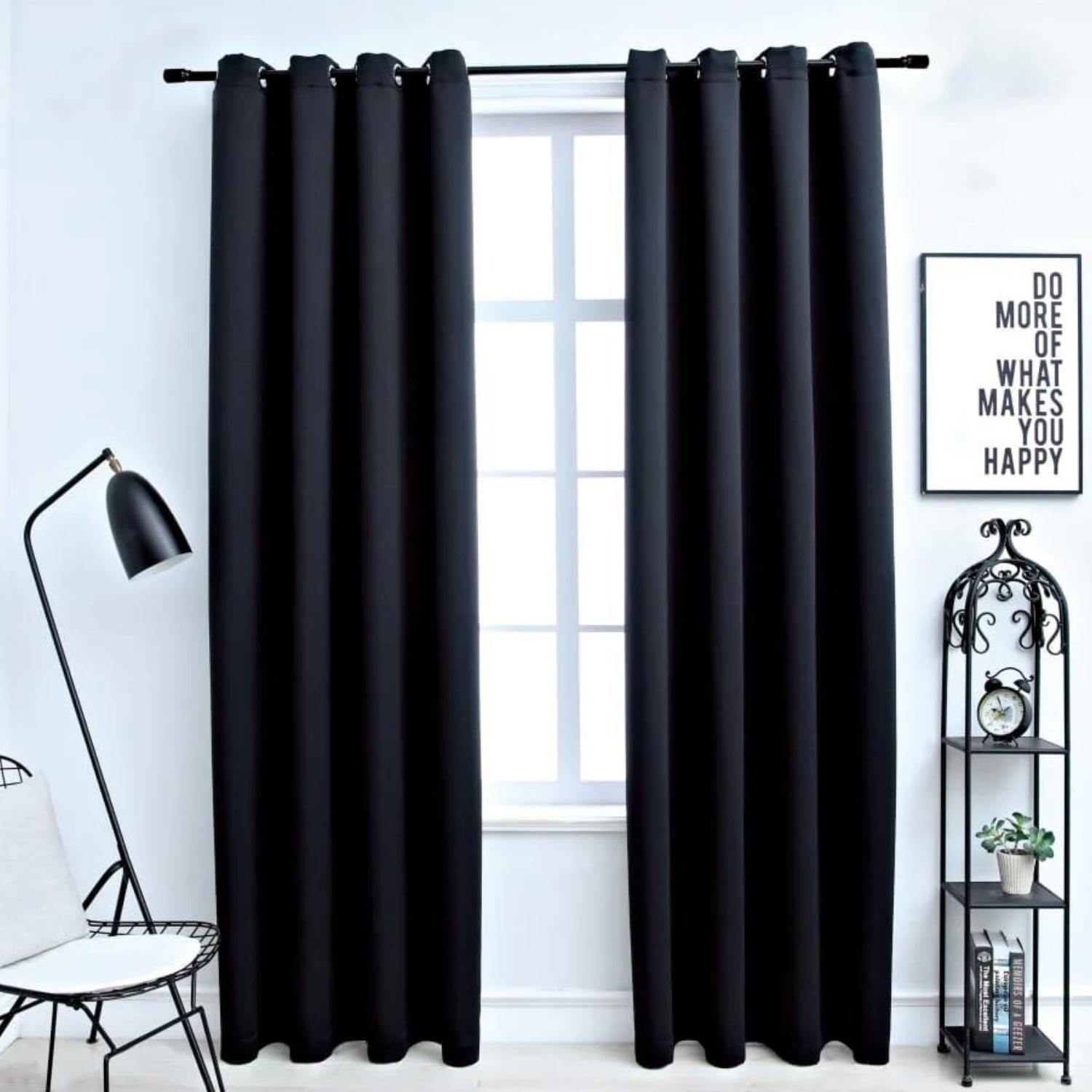 GOMINIMO Blackout Window Curtains for Thermal Insulated Room (Set of 2, W132cm x D160cm, Black) GO-CNB-103-MM - SILBERSHELL