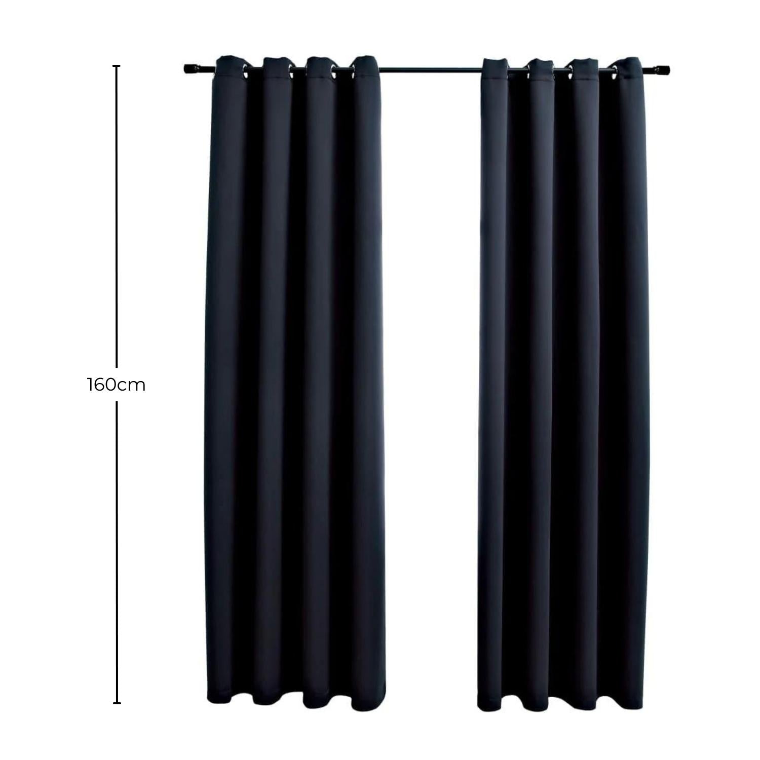 GOMINIMO Blackout Window Curtains for Thermal Insulated Room (Set of 2, W132cm x D160cm, Black) GO-CNB-103-MM - SILBERSHELL