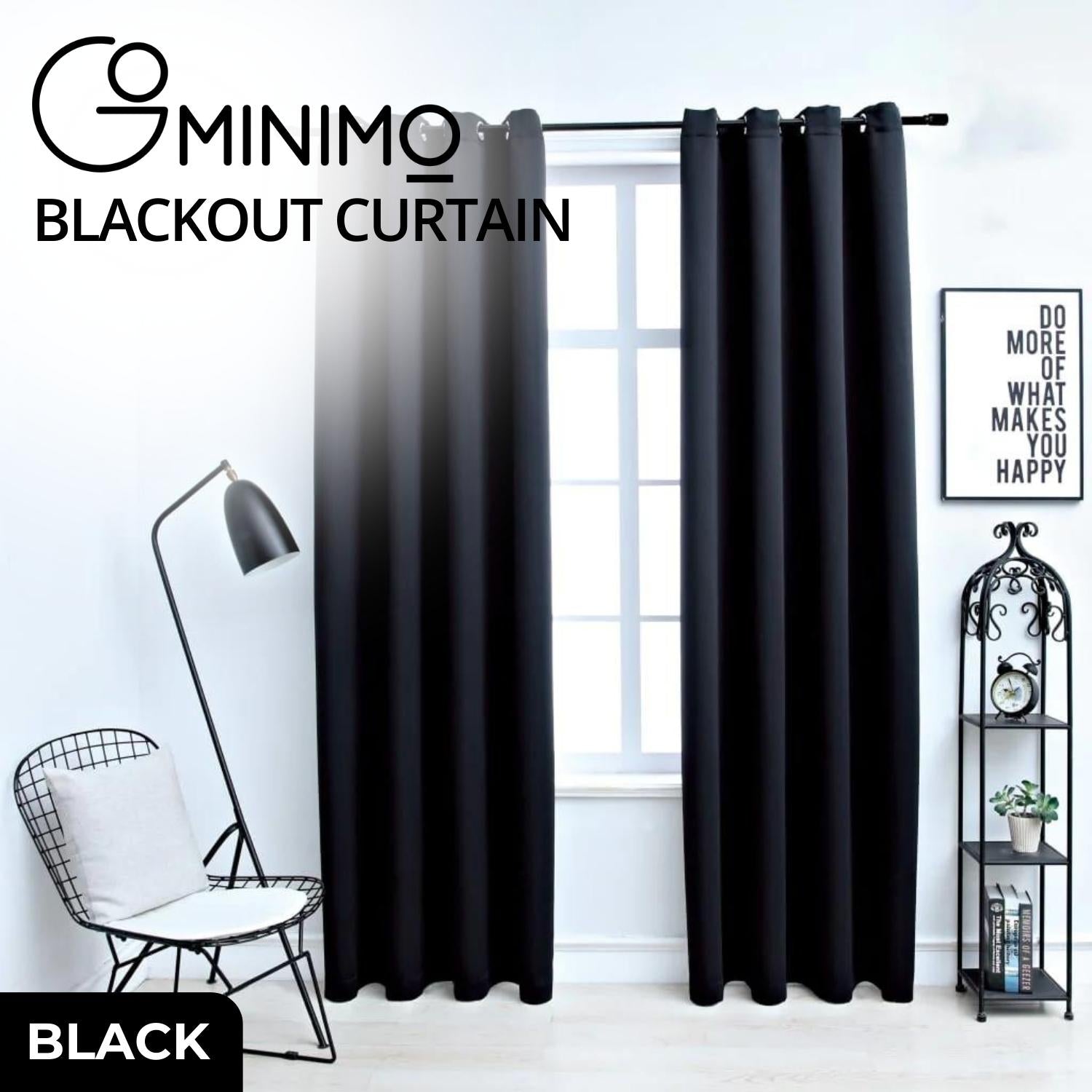 GOMINIMO Blackout Window Curtains for Thermal Insulated Room (Set of 2, W132cm x D213cm, Black) GO-CNB-106-MM - SILBERSHELL